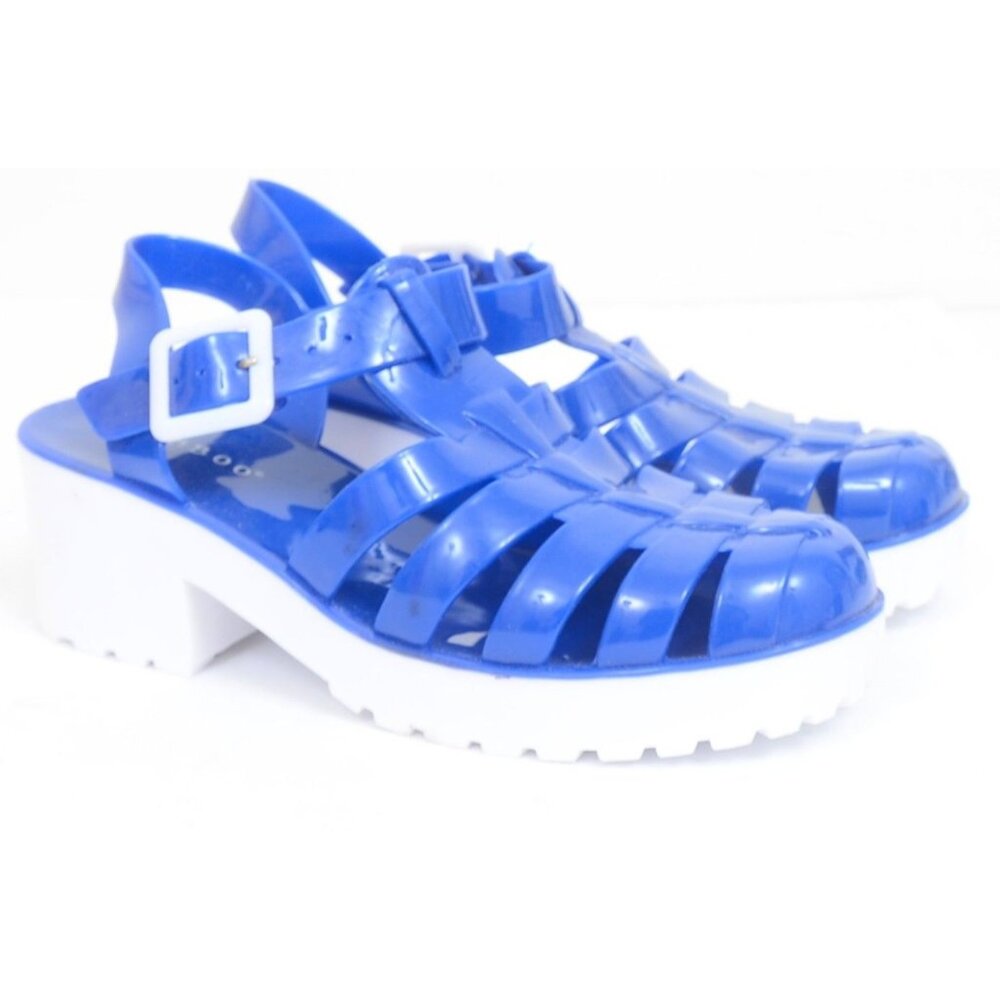 Bamboo Strawberry-01Blue Jelly Sandal Jellies Women's Size 7 Summer Beachy